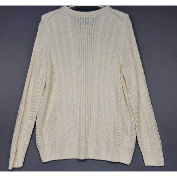 Sonoma Sweater Mens XXL Cream Ivory Cable Knit Pullover Crewneck Long Sleeves - Picture 15 of 16